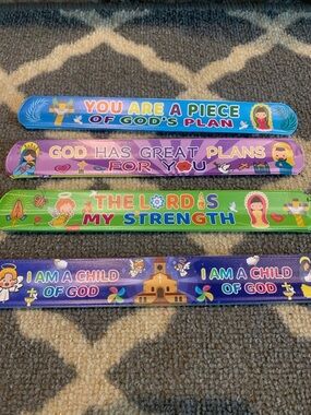 20 kids Bible religious slap bracelets